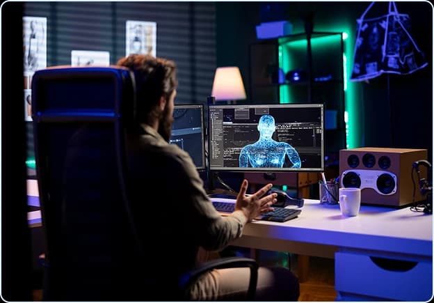 Technicien travaillant sur des serveurs réseau