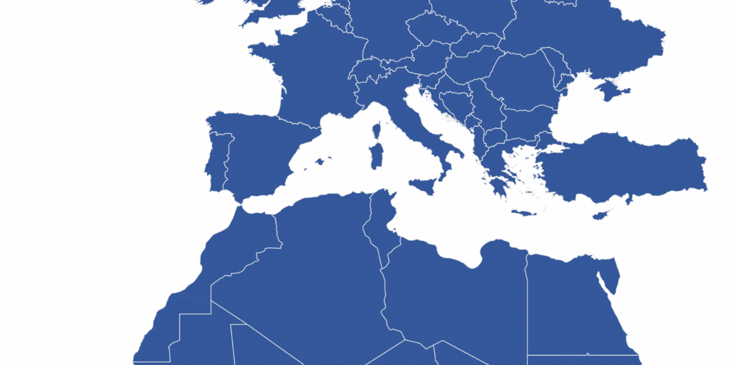 Map showing Morocco and Europe